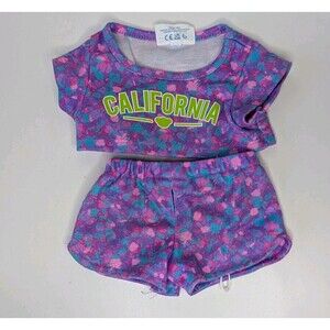 Build-A- Bear purple/pinkCalifornia Logo Shorts & Top Outfit